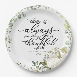Pompoen Groene Eucalyptus Thanksgiving Dinner Papieren Bordje
