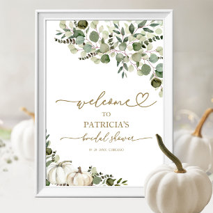 Pompoen Groene Herfst Bruiloft Feest Welkomstbord Poster