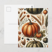 Pompoen Halloween, Botanisch groen en Herfst Briefkaart (Voorkant / Achterkant)