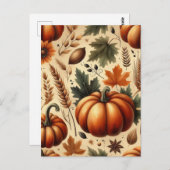 Pompoen Halloween, Botanisch groen en Herfst Briefkaart (Voorkant / Achterkant)