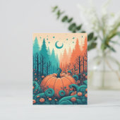 Pompoen Halloween, Botanisch groen en Herfst Briefkaart (Staand voorkant)