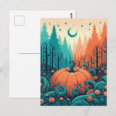 Pompoen Halloween, Botanisch groen en Herfst Briefkaart (Voorkant / Achterkant)