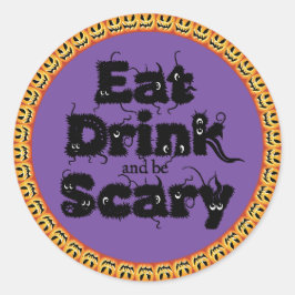 Pompoen Halloween 'eten, drinken en eng zijn' Stic Ronde Sticker