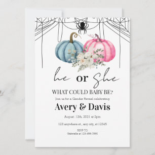 Pompoen Halloween Geslacht onthullen Uitnodiging