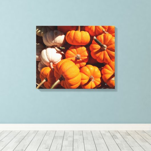 Pompoen halloween jack o lantaarn oranje pompoenen canvas afdruk (Insitu (Houten vloer))