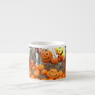 Pompoen halloween jack o lantaarn oranje pompoenen espresso kop