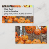 Pompoen halloween jack o lantaarn oranje pompoenen visitekaartje (Voorkant / Achterkant)