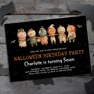Pompoen Halloween Kinderen Verjaardagsfeest Uitnod Kaart