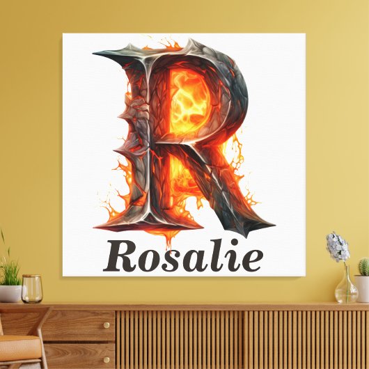 Pompoen Halloween Naam Letter R Floral Monogram Canvas Afdruk (Insitu (Woonkamer))