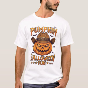 Pompoen Halloween Pret Jack Lantern Cowboy Hoed Vl T-shirt