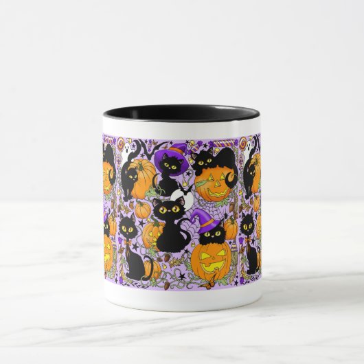 Pompoen Halloween Snoep Black Cats Mok (Midden)