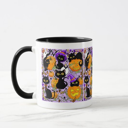 Pompoen Halloween Snoep Black Cats Mok (Links)