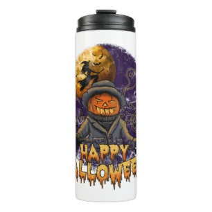 Pompoen Halloween T-shirtHappy Halloween Herfst Thermosbeker