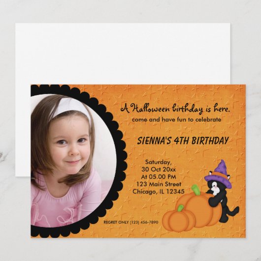 Pompoen Halloween Verjaardag Kaart (Voorkant / Achterkant)