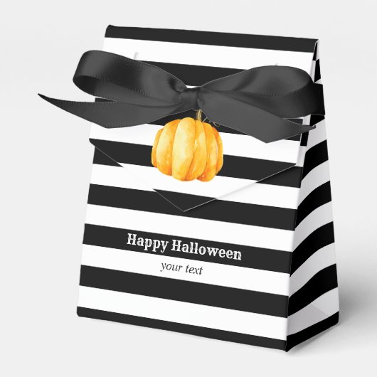 Pompoen. Halloweenfeest. Zwart-wit gestreept Bedankdoosjes (Voorkant Zijde)