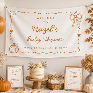 Pompoen handgetekende Doodle babyshower welkom Spandoek
