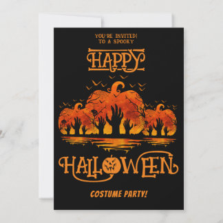 Pompoen Happy Halloween Feestkostuum Zwart Handen Kaart