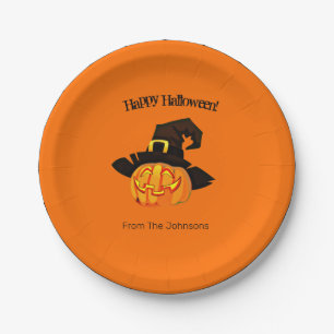 Pompoen Heks Halloween Papieren Borden Bordje