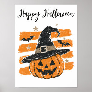 Pompoen Heks Halloween Snoep of een Beetje Poster