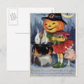 pompoen Heks meisje Vakantie briefkaart (Voorkant / Achterkant)