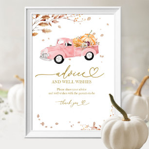 Pompoen Herfst Baby shower Advies & Wishes Sign Poster