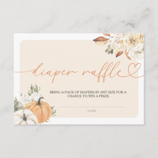 Pompoen Herfst Baby shower Luier Raffle Informatiekaartje (Voorkant)