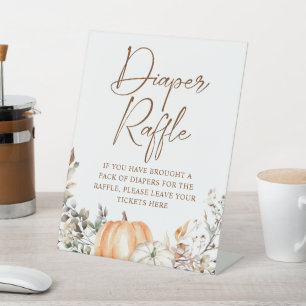 Pompoen Herfst Baby Shower Luier Raffle Reclamebord Met Voetstuk