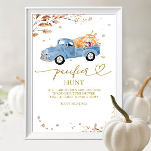 Pompoen Herfst Baby shower Pacifier Hunt Sign Poster
