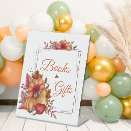 Pompoen Herfst Bloemen Baby shower Boeken & Gesche Reclamebord Met Voetstuk