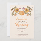 Pompoen Herfst Bloemen Herfst Baby shower Kaart (Voorkant)