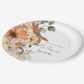 Pompoen Herfst Bloemen Script Halloween Soirée Papieren Bordje (Gekanteld)