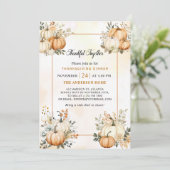 Pompoen Herfst Bloemen Thanksgiving Diner Kaart (Staand voorkant)