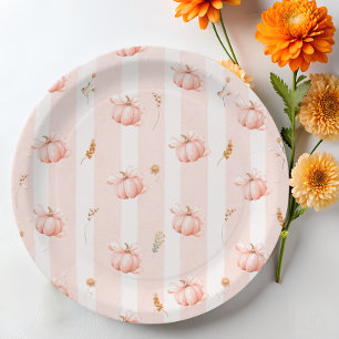Pompoen Herfst Bloemige Baby Shower Papieren Bordje
