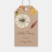 Pompoen Herfst Bloemvormig Monogram Baby shower Cadeaulabel (Voorkant)