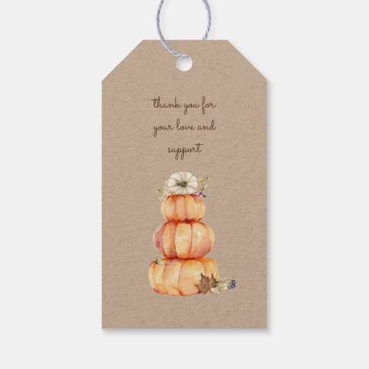Pompoen Herfst Bloemvormig Monogram Baby shower Cadeaulabel (Achterkant)