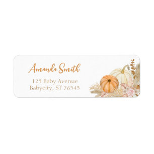 Pompoen Herfst Boho Herfst Floral Retouradres Etiket