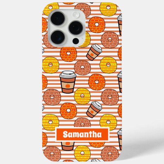 Pompoen Herfst Donuts & Koffie Sinaasappel Strepen Case-Mate iPhone Case (Achterkant)