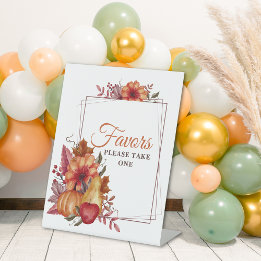 Pompoen Herfst Floral Baby shower Favors Reclamebord Met Voetstuk