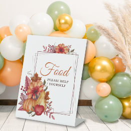 Pompoen Herfst Floral Baby shower Voedsel Reclamebord Met Voetstuk