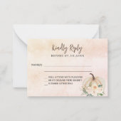Pompoen herfst florals blush bruiloft reactie RSVP Notitiekaartje (Voorkant)
