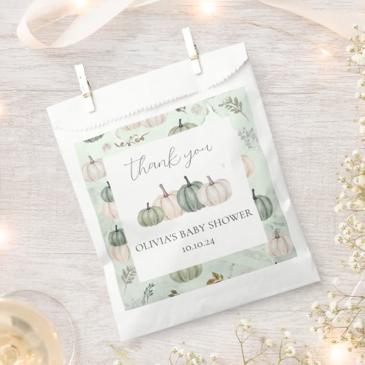 Pompoen Herfst Groen Baby shower Favor Bag Bedankzakje (Geknipt)
