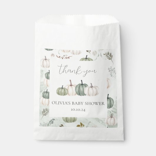 Pompoen Herfst Groen Baby shower Favor Bag Bedankzakje (Voorkant)