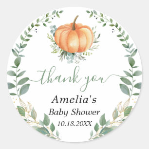 Pompoen Herfst groen gouden bladeren gunst dank u Ronde Sticker