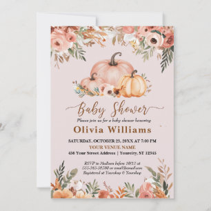 Pompoen Herfst Herfst Floral Baby shower in Invita Kaart