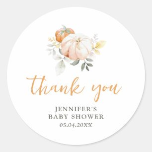 Pompoen herfst Herfst Waterverf Baby shower Ronde Sticker