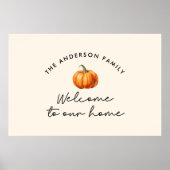 Pompoen herfst herfstwelkom in ons interieur poster (Voorkant)