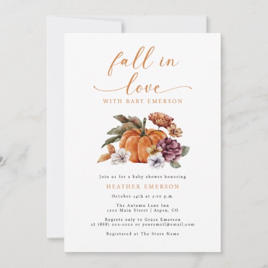 Pompoen Herfst In Liefde Baby shower Kaart (Voorkant)