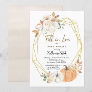 Pompoen Herfst in Liefde Baby shower Uitnodiging