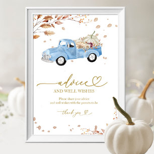 Pompoen Herfst Jongen Baby Borrel Advies & Wensen Poster