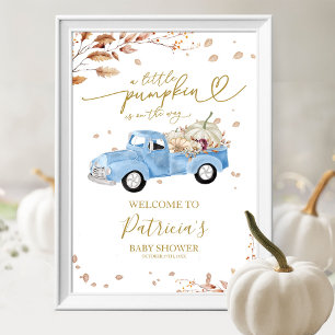 Pompoen Herfst Jongen Baby Borrel Ontvangstbord Poster